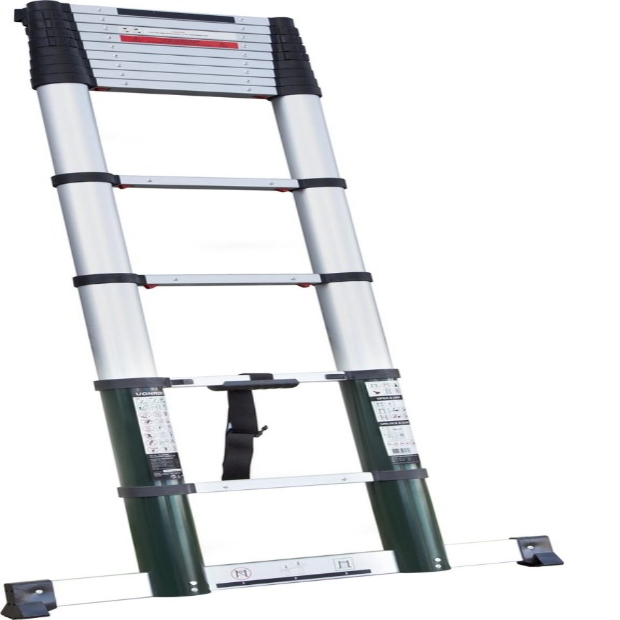 TELESCOPISCHE LADDER 3.8M MET SOFTCLOSE EN DWARSBALK