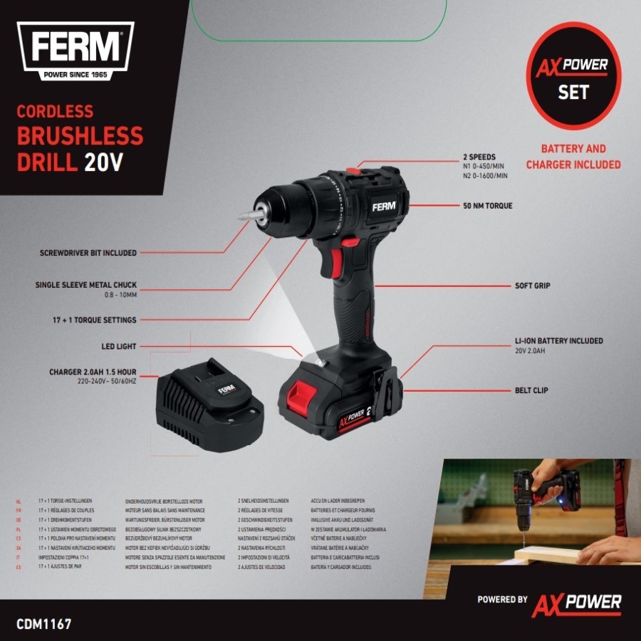 CDM1167 Accuboormachine Koolborstelloos Brushless 20V 50 nm