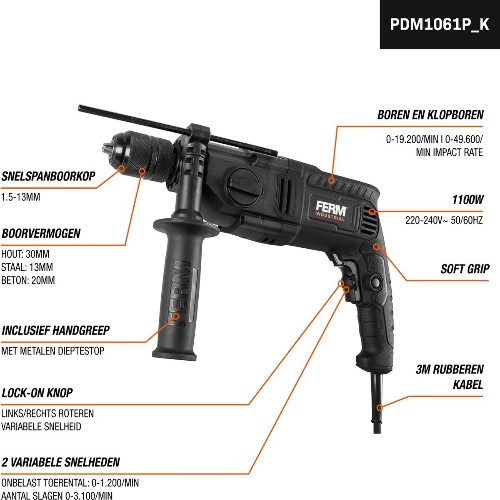 PDM1061P_K Klopboormachine 1100W 13mm