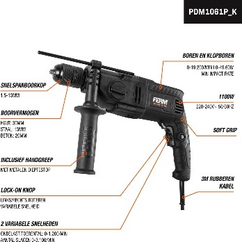 PDM1061P_K Klopboormachine 1100W 13mm