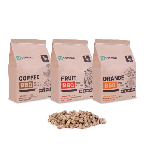 BQ803XX Rookpellets 3 soorten Sinaasappel, koffie en Tropisch fruit