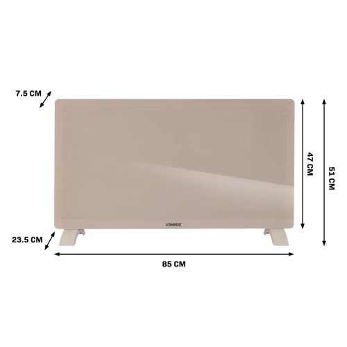 CH516AC_Beige Luxe Elektrische kachel – Convector - Glazen paneel – 1250W/2500W - WIFI