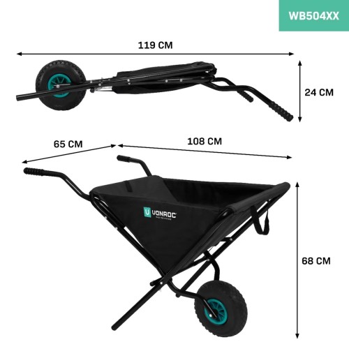 WB504xx Opvouwbare kruiwagen 50 liter | 30 kg. laadvermogen
