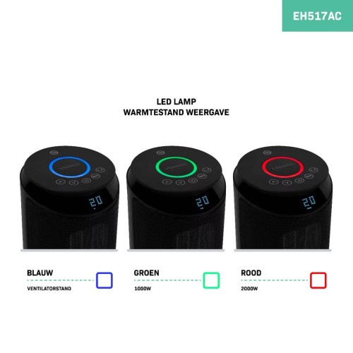 EH517AC Elektrische ventilatorkachel - 1000W/2000W - keramisch | zwenkfunctie