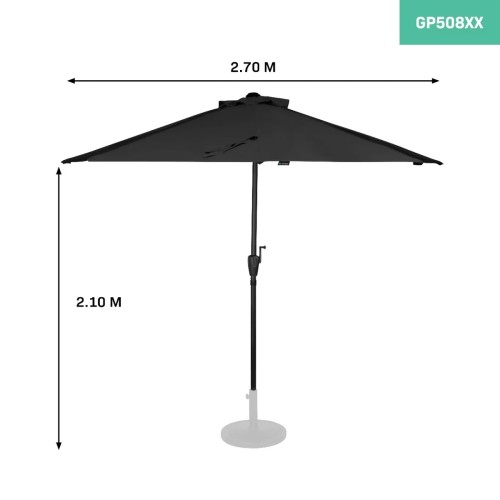 GP508xx Parasol Halfrond 270x135  Zwart