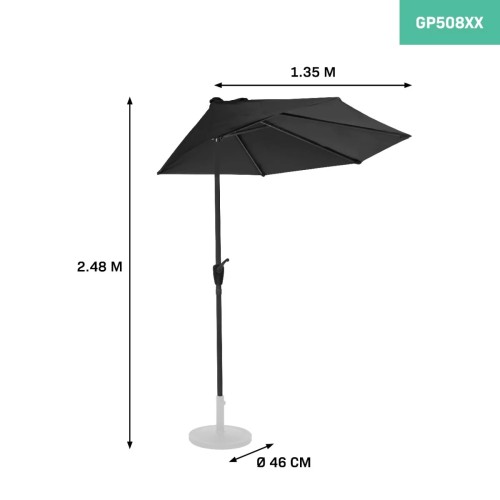 GP508xx Parasol Halfrond 270x135  Zwart