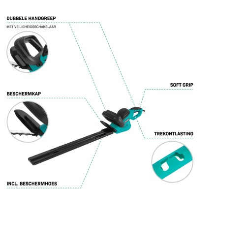 HT505AC Heggenschaar 600W - 660 mm zwaardlengte - 180° draaibaar handvat