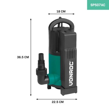 SP507AC Dompelpomp 750W – 14000 l/h – Geïntegreerde vlotter | Vuil- en schoonwater
