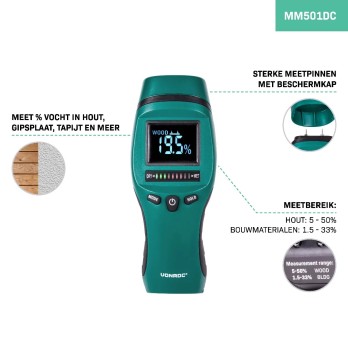 MM501DC Vochtmeter Hoogcontrast LCD