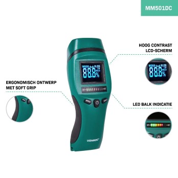 MM501DC Vochtmeter Hoogcontrast LCD