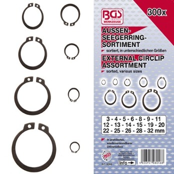 Seegerringset asborgringset 3-32 mm 300-delig circlip